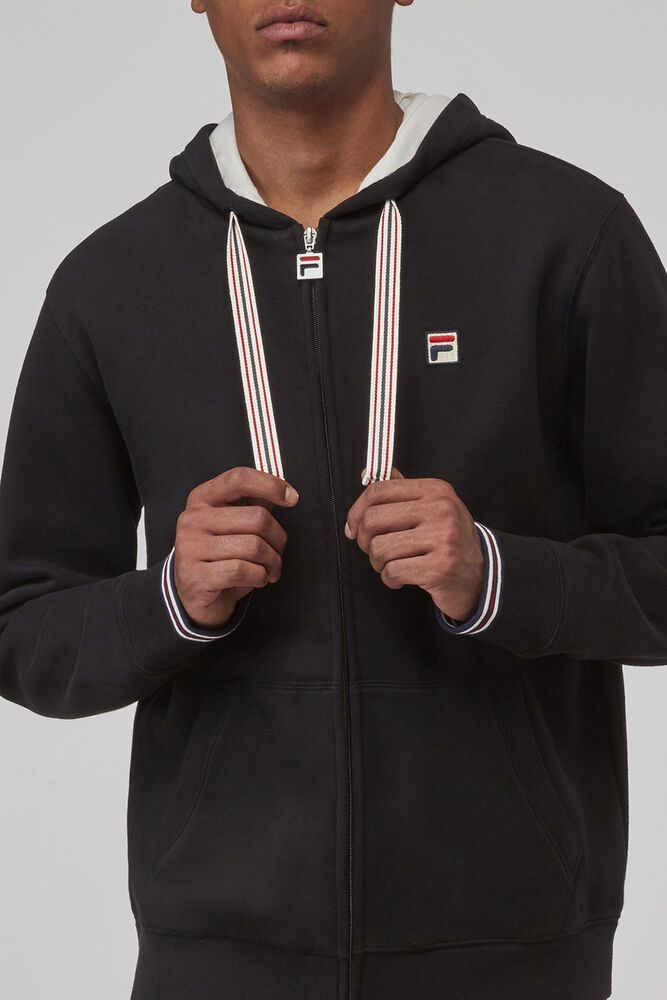 Fila Tenconi Hooded Sweatshirt Hoodie Black - Mens - 57926FQRP